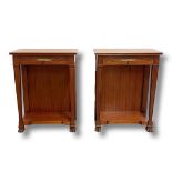 Good pair of mahogany lion paw consoles, moulded top and frieze drawer, 86cm high x 67 wide