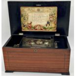 Late 19th century Swiss music box, playing on eight airs with novelty butterfly clappers, 50cm