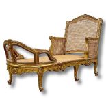 Quality gilt carved wood and Bergere chaise, 158 long x 103 high x 76 wide