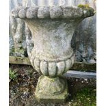 Good reconstituted stone urn, 65cm high