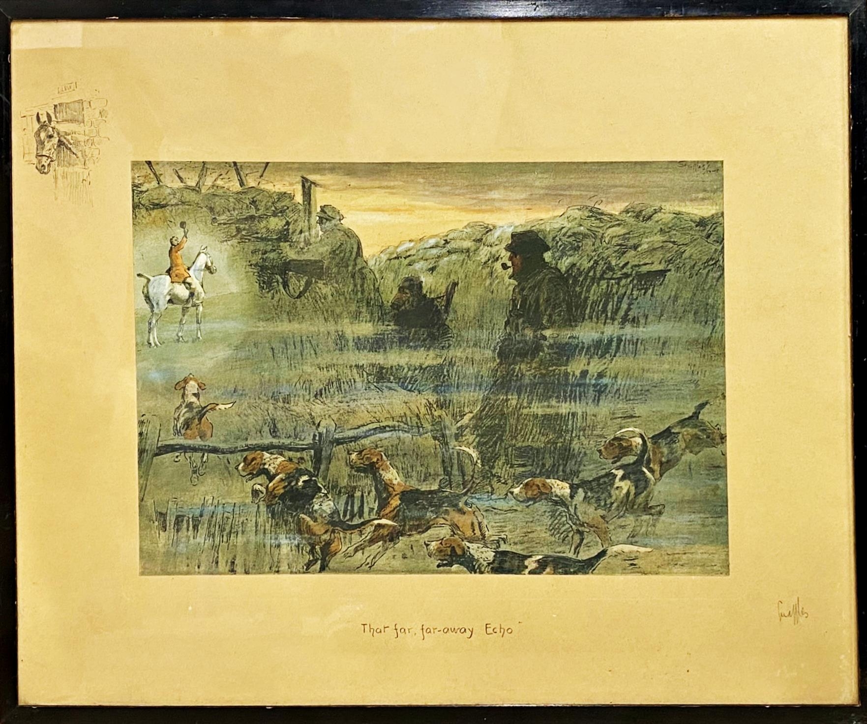 'Snaffles' (Charles Johnson Payne, 1884-1967) - 'That far, far-away Echo', signed, colour print, - Image 2 of 2