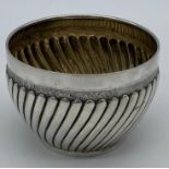 Victorian wrythen fluted silver slop bowl, maker F B Thomas & co, London 1882, 10cm diameter, 5oz