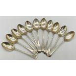 Eleven Victorian silver Old English teaspoons, maker Martin, Hall & co, Sheffield 1883, 7oz approx