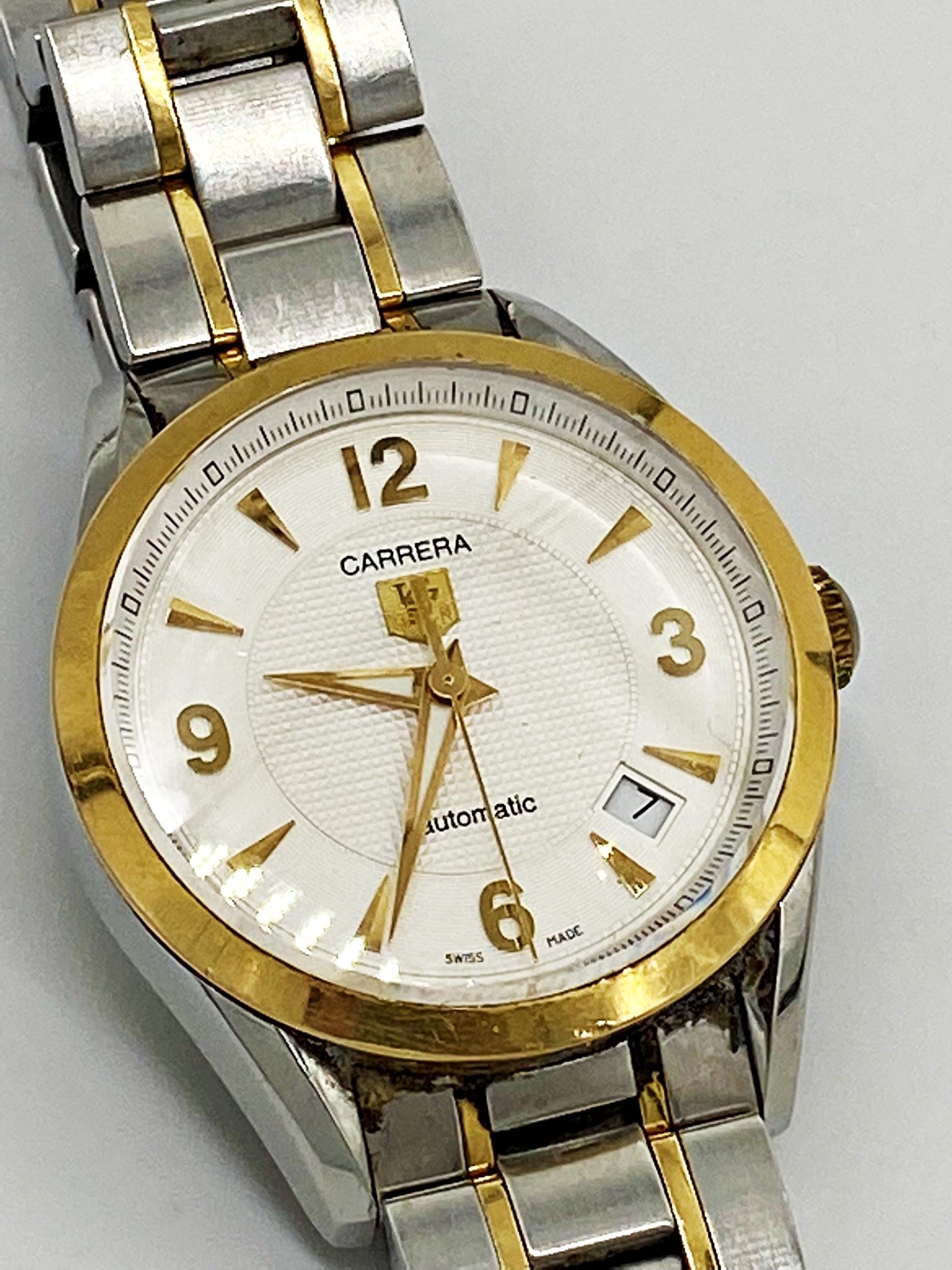 Gents Tag Heuer Carrera Wristwatch, gold & Steel Exhibition Back Automatic Wristwatch WV2250, head