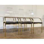 Set of six Hollywood Regency Lucite & gold chrome dining chairs circa 1980’s Possible America