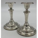 Pair of Edwardian silver candlesticks, 13cm high