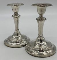 Pair of Edwardian silver candlesticks, 13cm high