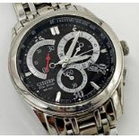 Gents Citizen Eco Drive WR 100 Wristwatch, head measures 39mm not including push buttons or crown,