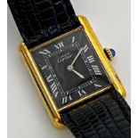 Cartier Tank Dress Watch 224878 Silver Gilt Manual Wind, head measures 23.5mm not including jewelled