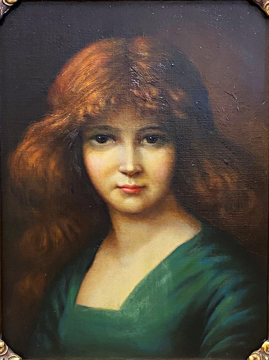 Pre Raphaelite School - bust portrait of a red haired beauty, unsigned, oil on canvas, 39 x 29cm,