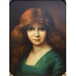 Pre Raphaelite School - bust portrait of a red haired beauty, unsigned, oil on canvas, 39 x 29cm,