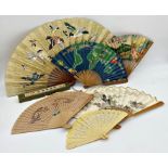 A collection of six vintage brisé hand fans