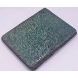 Shagreen covered cigarette case, 11cm long (af)