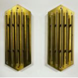 Pair of Italian 1970s Brass Trasfitalia Milan Wall Sconces, 42 cm h x 17 w x 8 d