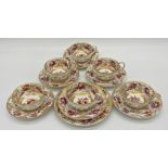 Good Coalport Felt Spar porcelain part tea service, comprising six cups and saucers with a