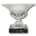 Lead crystal vase on marble base, 28cm high x 34 diameter