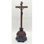 Good quality Flemish carved boxwood study of Christ on the cross with a lobed, stepped plateau and