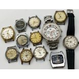 Twelve vintage watches to include KC, Seiko, a silver converted fob etc