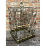 Good late 19th century wirework bird cage of square form, 84cm high