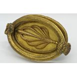 Good quality gilt cast metal Anthemion door knocker, 19cm high x 12cm wide