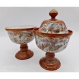 Pair of Kutani porcelain dishes, one with lid