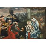 19th century school - The holy birth, oil on panel, 23 x 31cm, framed