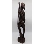 Tribal interest - Large African hardwood figure, indistinct inscription to base