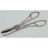 Pair of Secessionist style grape scissors marked sterling