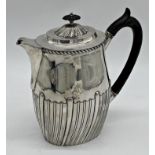 Good quality Edwardian cast silver half fluted coffee pot, maker William Hutton & Sons Ltd,