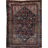 Antique Persian Tabriz rug, floral decoration, blue ground, 155 x 110cm