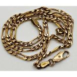 A 9ct gold fancy curb link chain, clasp stamped 375, measuring 42 cm long end to end, weight 9.3