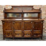 Good early 20th century oak sideboard in the manner of Charles Locke Eastlake, raised mirror back,