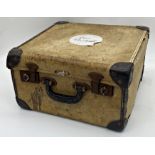 A vintage velum leather suitcase believed to be the property of and signed by Gene Vincent, 39cm