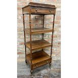 Regency rosewood free standing whatnot, the top with easel tier to turn into a stand, fitted