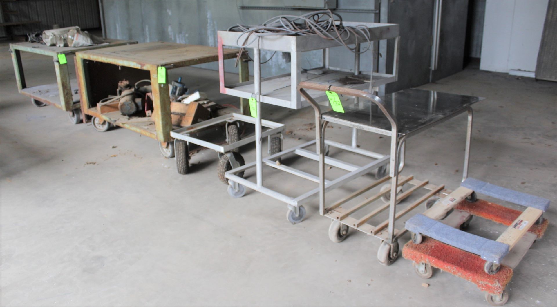 (2) Rolling Shop Tables, (1) Metal Cart, (1) 4-Wheel Dolly, (1) Rolling Metal Cart - Image 2 of 4
