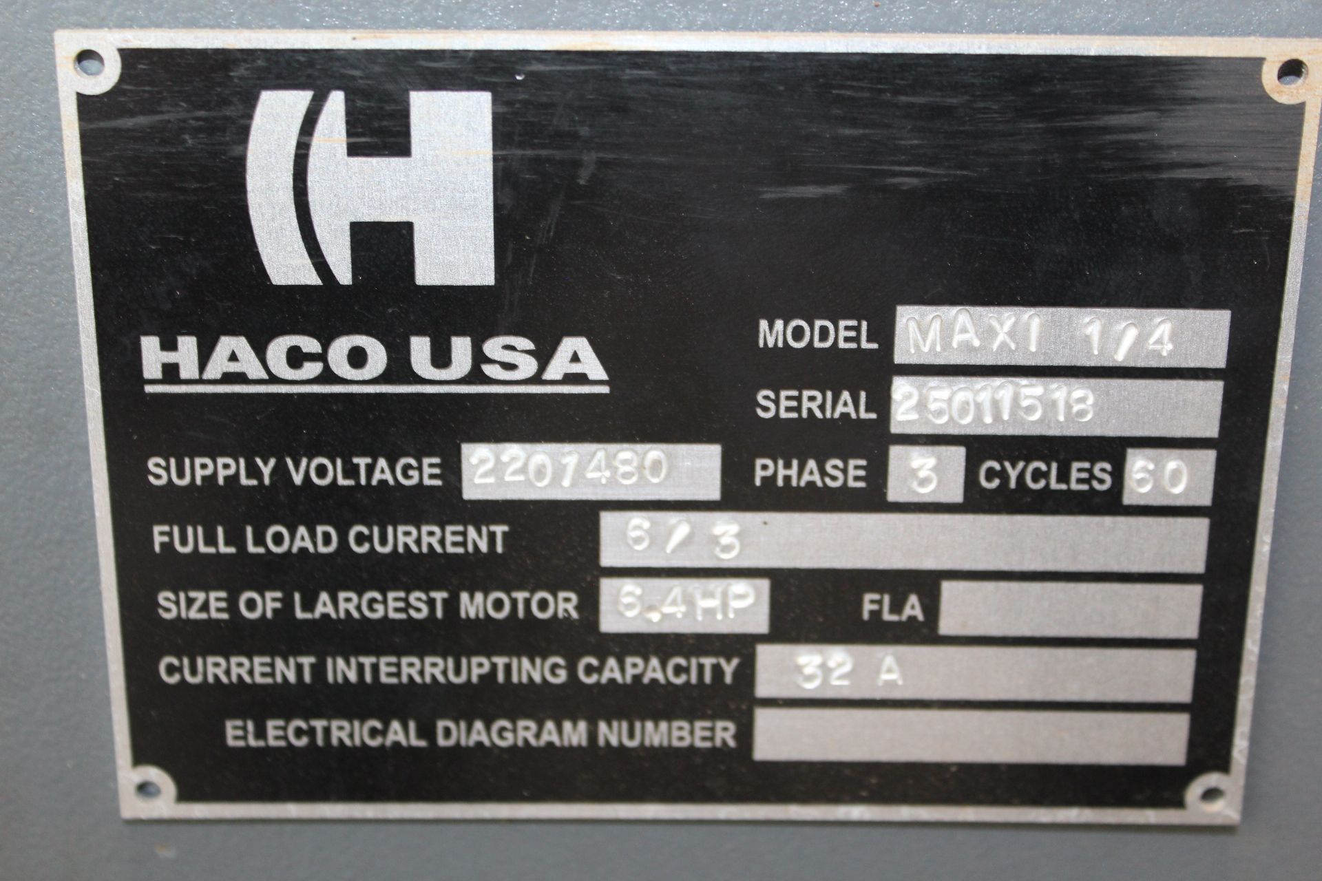 Haco Maxi 1/4 Angle Power Notcher, S/N 25011518, 220/480V, 60H, 3-Phase - Image 4 of 6