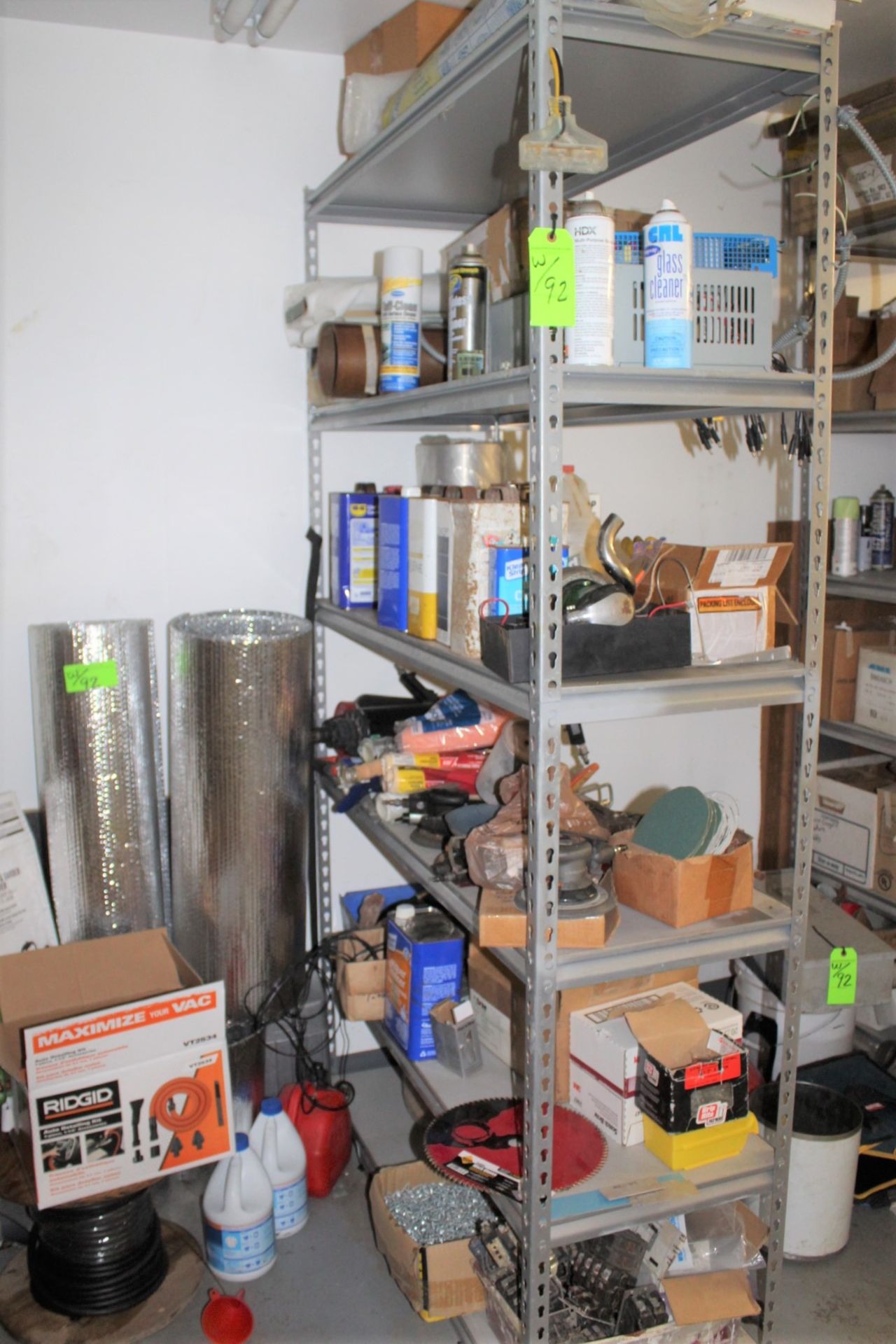 (5) Shelving Units with Contents; Hose Reels, Abrasives, Electrical, Paint, And More - Image 2 of 8