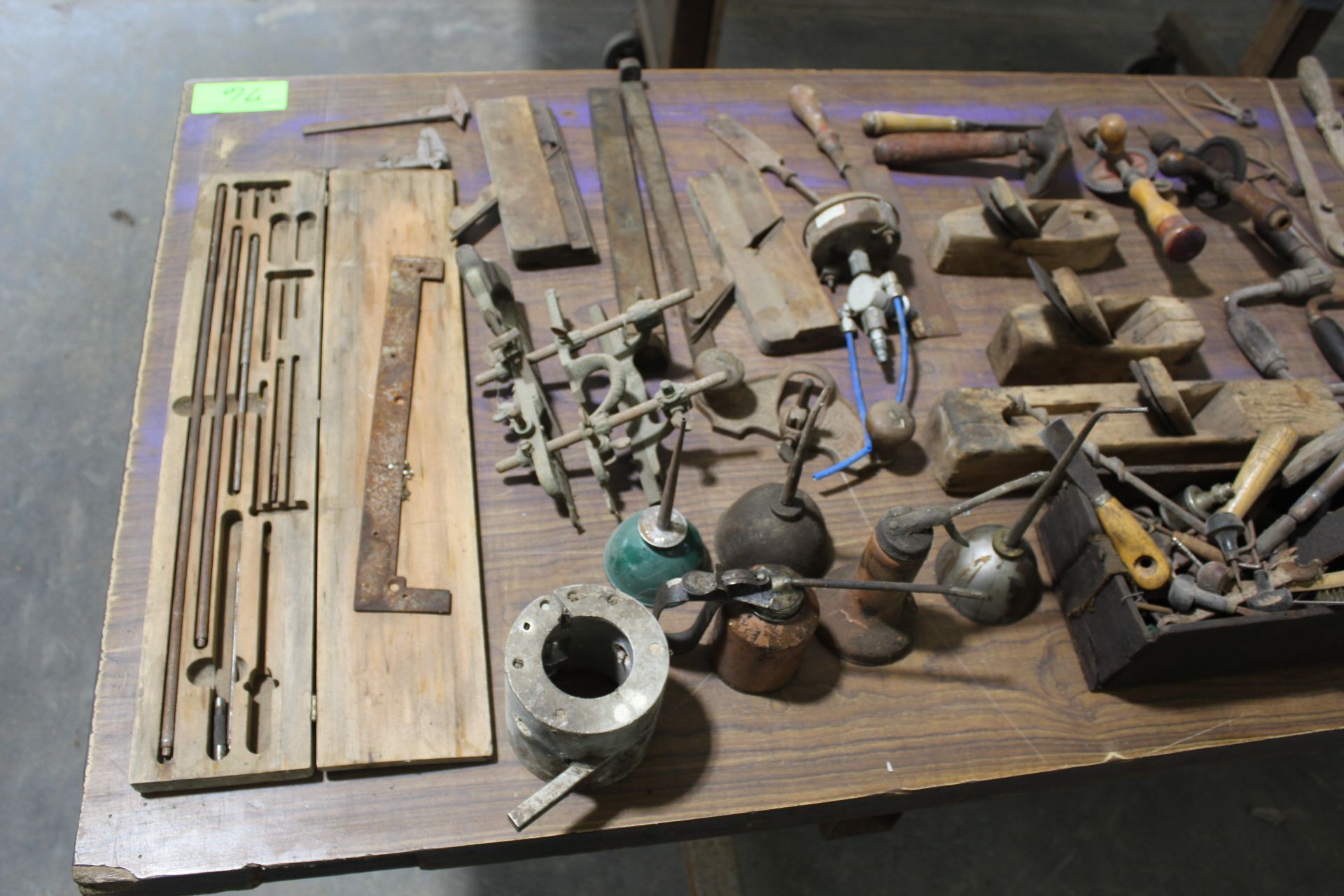 Large Lot Assort. Vintage Tools with Rolling Shop-Made Work Table - Image 4 of 4