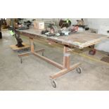 (4) Rolling Shop-Made Work Tables, Approx. 8'-8" x 3' x 38"H. TABLES ONLY, NO CONTENTS.