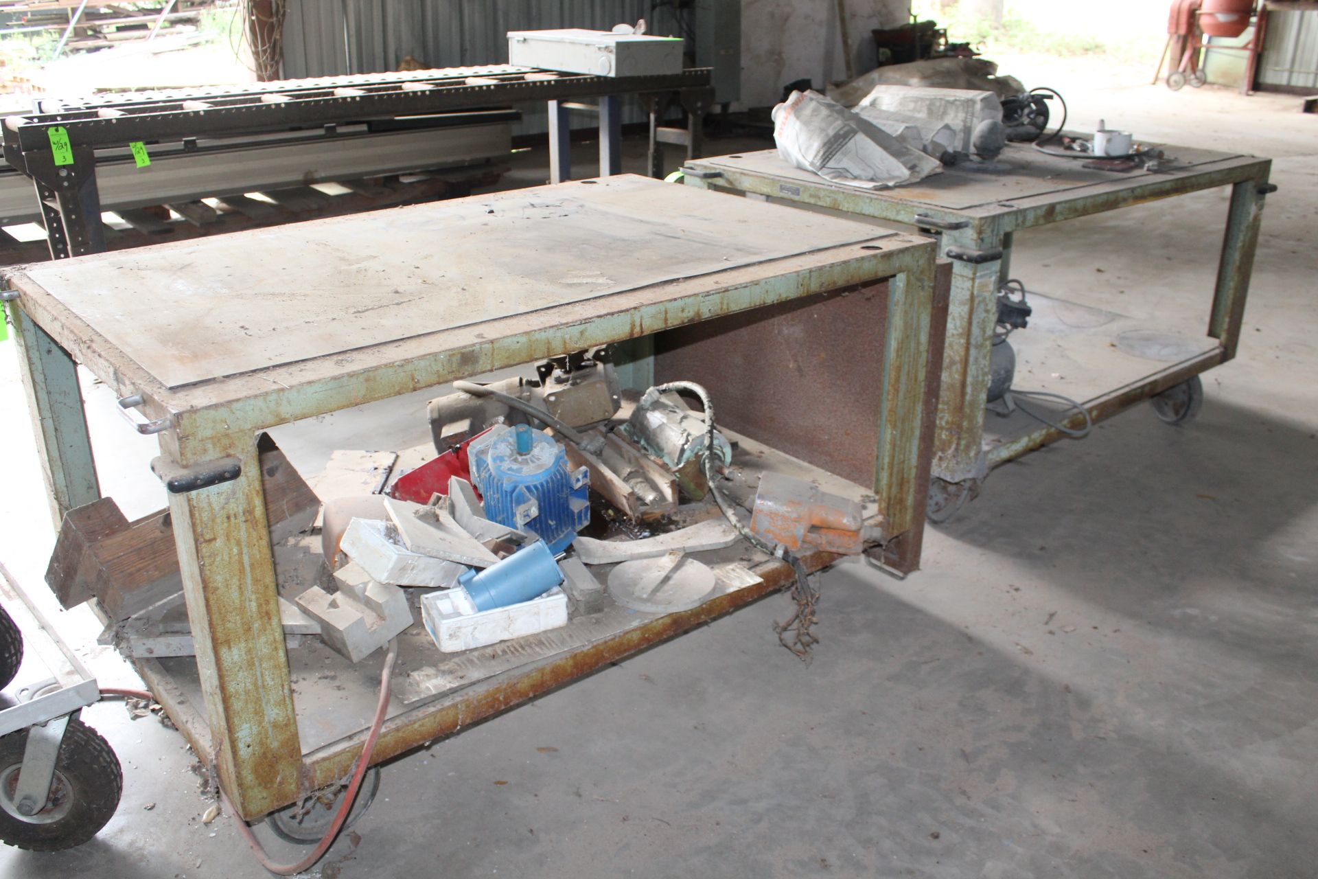 (2) Rolling Shop Tables, (1) Metal Cart, (1) 4-Wheel Dolly, (1) Rolling Metal Cart - Image 3 of 4