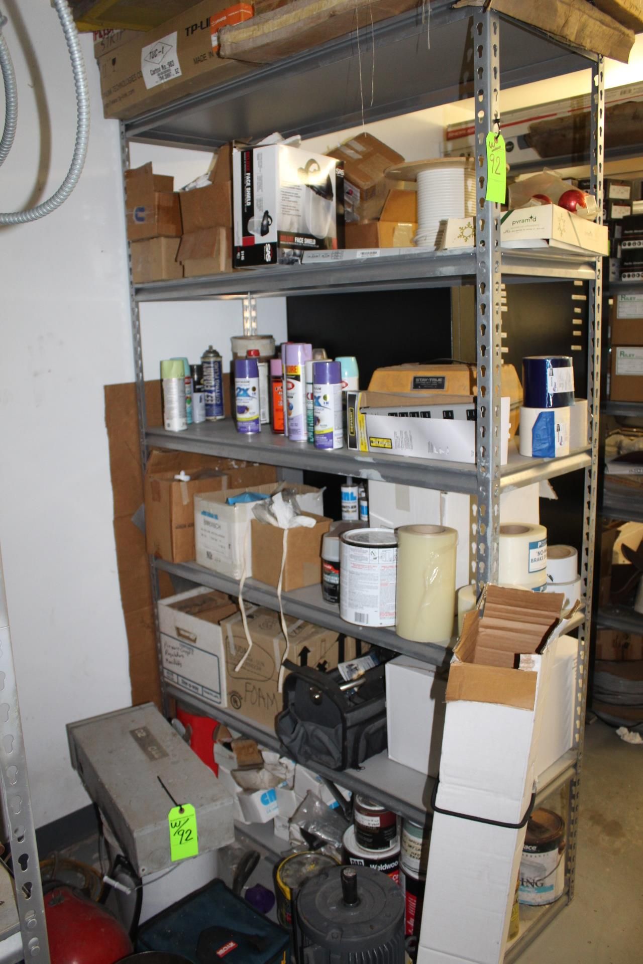 (5) Shelving Units with Contents; Hose Reels, Abrasives, Electrical, Paint, And More - Image 3 of 8