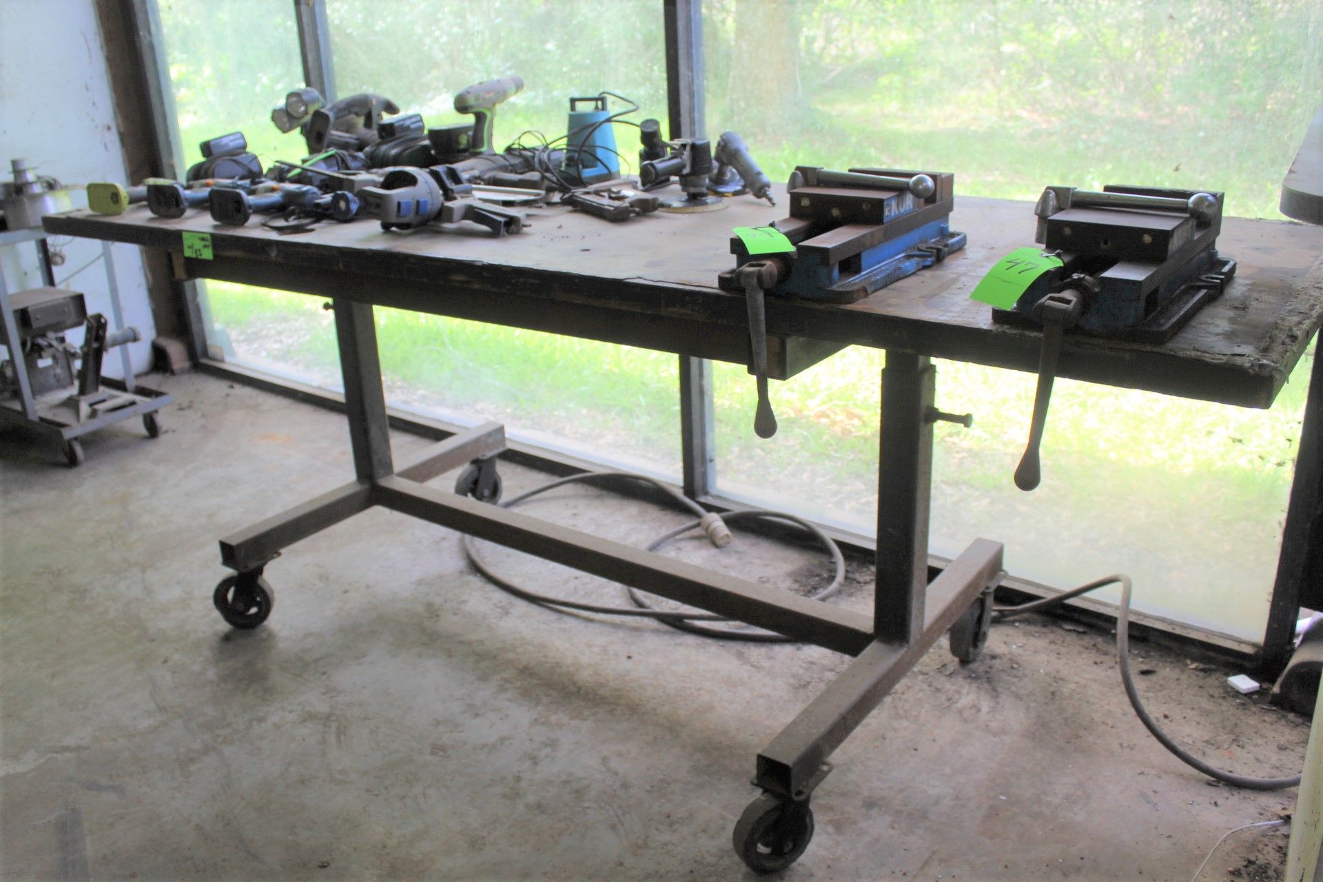 (4) Rolling Shop-Made Work Tables, Approx. 8'-8" x 3' x 38"H. TABLES ONLY, NO CONTENTS. - Image 3 of 3