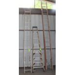 (1) Husky 10' A-Frame Ladder, (1) 28' Aluminum Extension Ladder, (1) 32' Extension Ladder