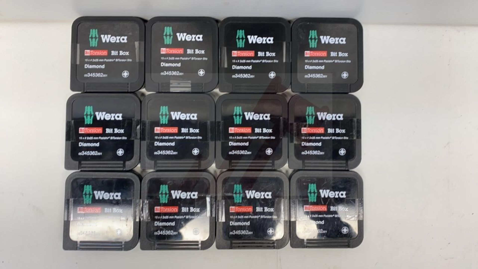 12 x Wera 2 x 25mm Posidrive Bitorsion Bit Boxes