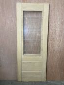Unfinished Clear Glazed Oak Door W/ Frosted Glass Pattern | 1980mm x 762mm x 35mm