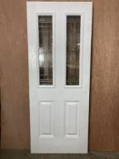 White primed/Green Clear Glazed Door W/ Decorative Glass | 2032mm x 812mm x 44mm