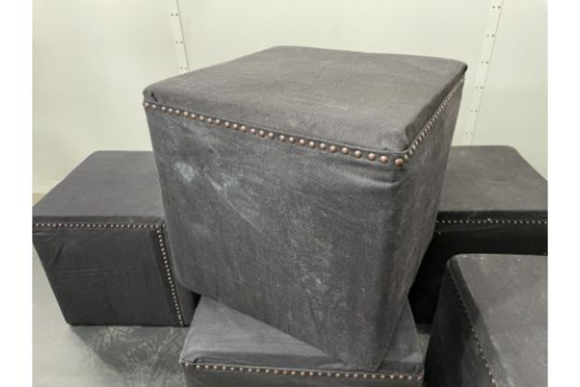 6 x Black Denim Seating Cubes - Image 3 of 3