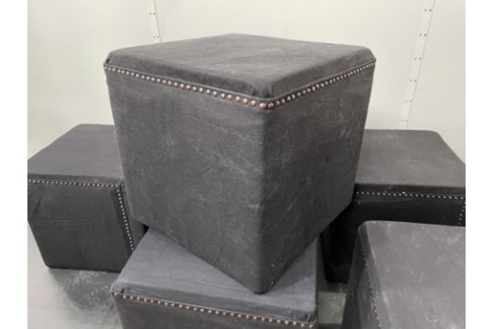 6 x Black Denim Seating Cubes - Image 2 of 3