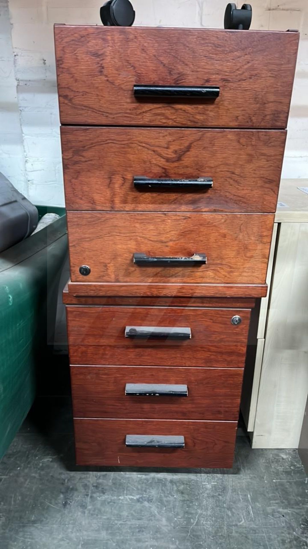 2 x Dark Wood 3 Drawer Filing Cabinets - Image 2 of 2