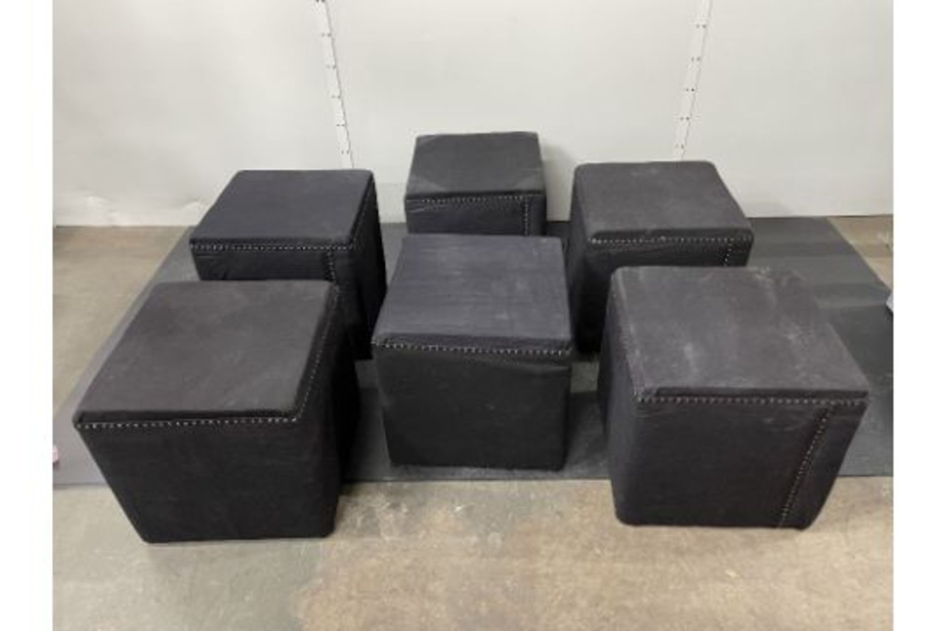 6 x Black Denim Seating Cubes